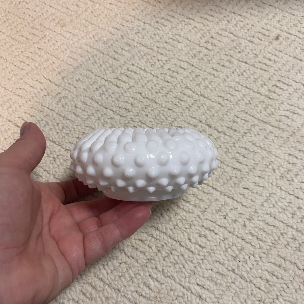 Hobnail milk glass bowl